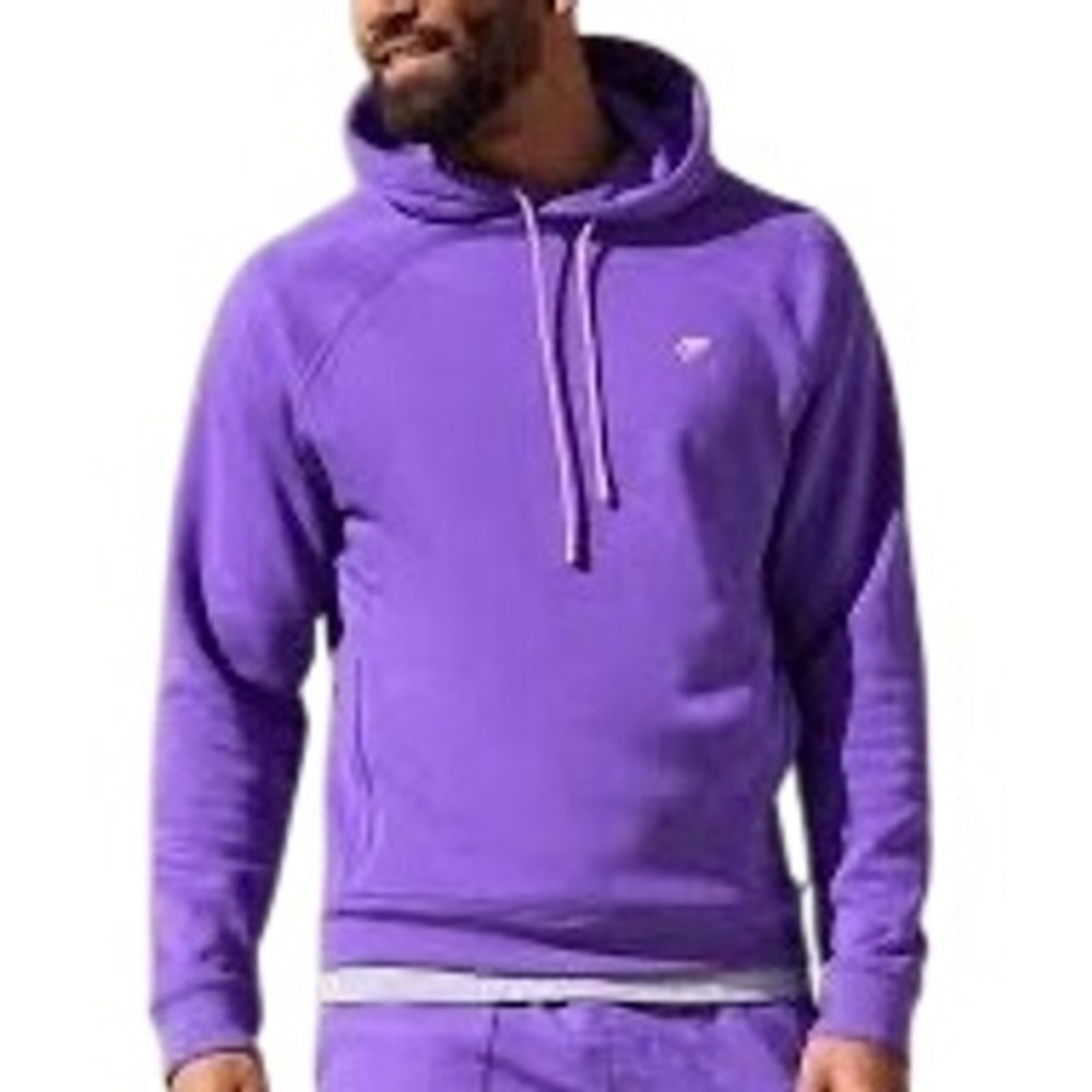 Fabletics Mens Go-To Pullover Hoodie Purple Sweatshirt XL Zipper Pockets